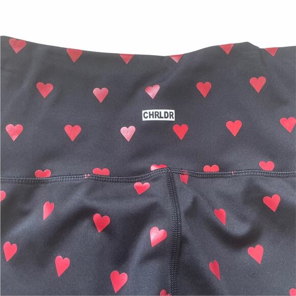 CHRLDR Black with Red Heart all over design high waisted leggings Large NWT - Picture 7 of 7